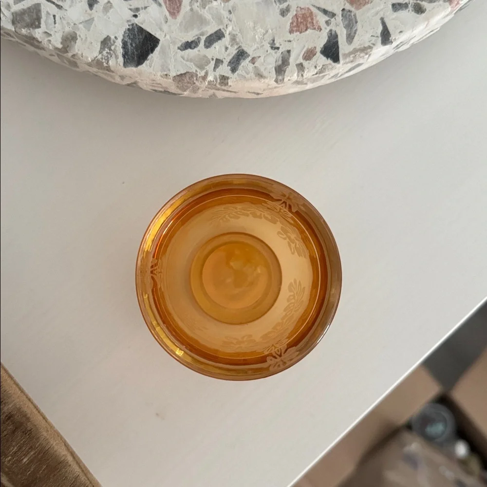 Tommy Bahama Jacquard Tea Light Orange Glass Candle Holder and a Drinks Cozy